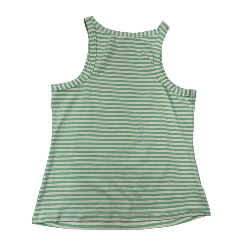 Maeve Cotton Tank Top Green & White Striped Women's XL French Coastal Spring - Picture 3 of 12